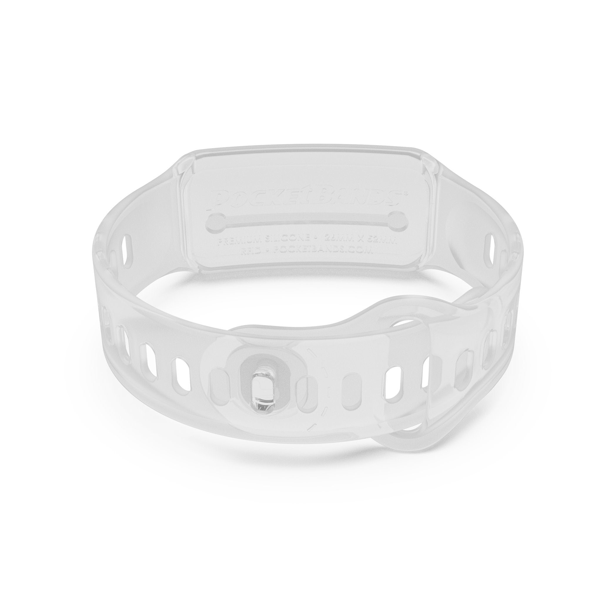 PocketBands PassBand Clear Silicone NFC Bracelet holds your YubiKey.