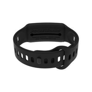 Black Pocketbands NFC bracelet rear view showing YubiKey slot - RFID wristband