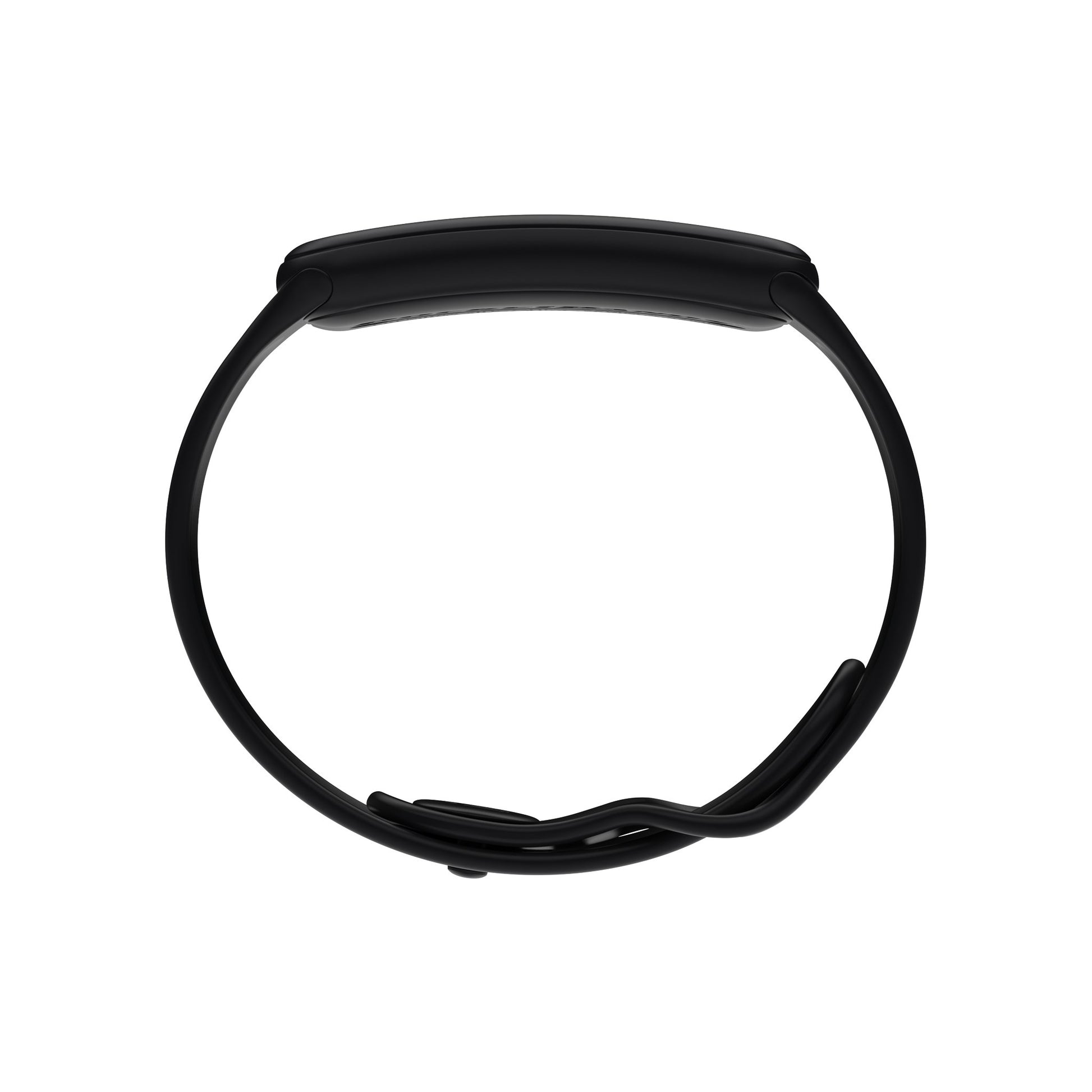 Side profile of black silicone Pocketbands wristband for holding YubiKey 5 NFC 